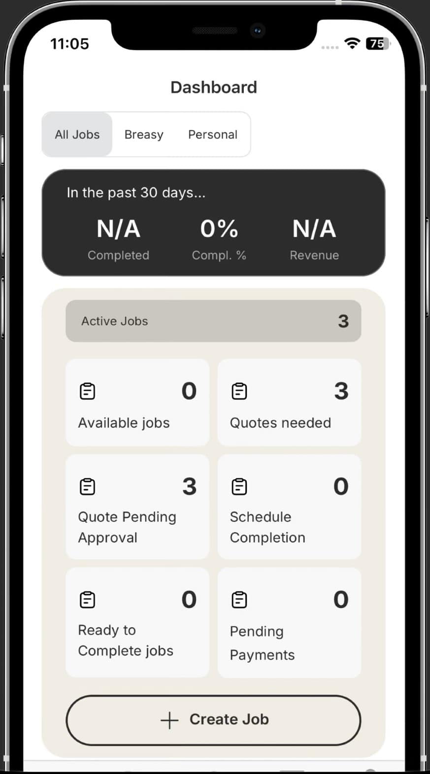 Breasy app - Manage assigned jobs