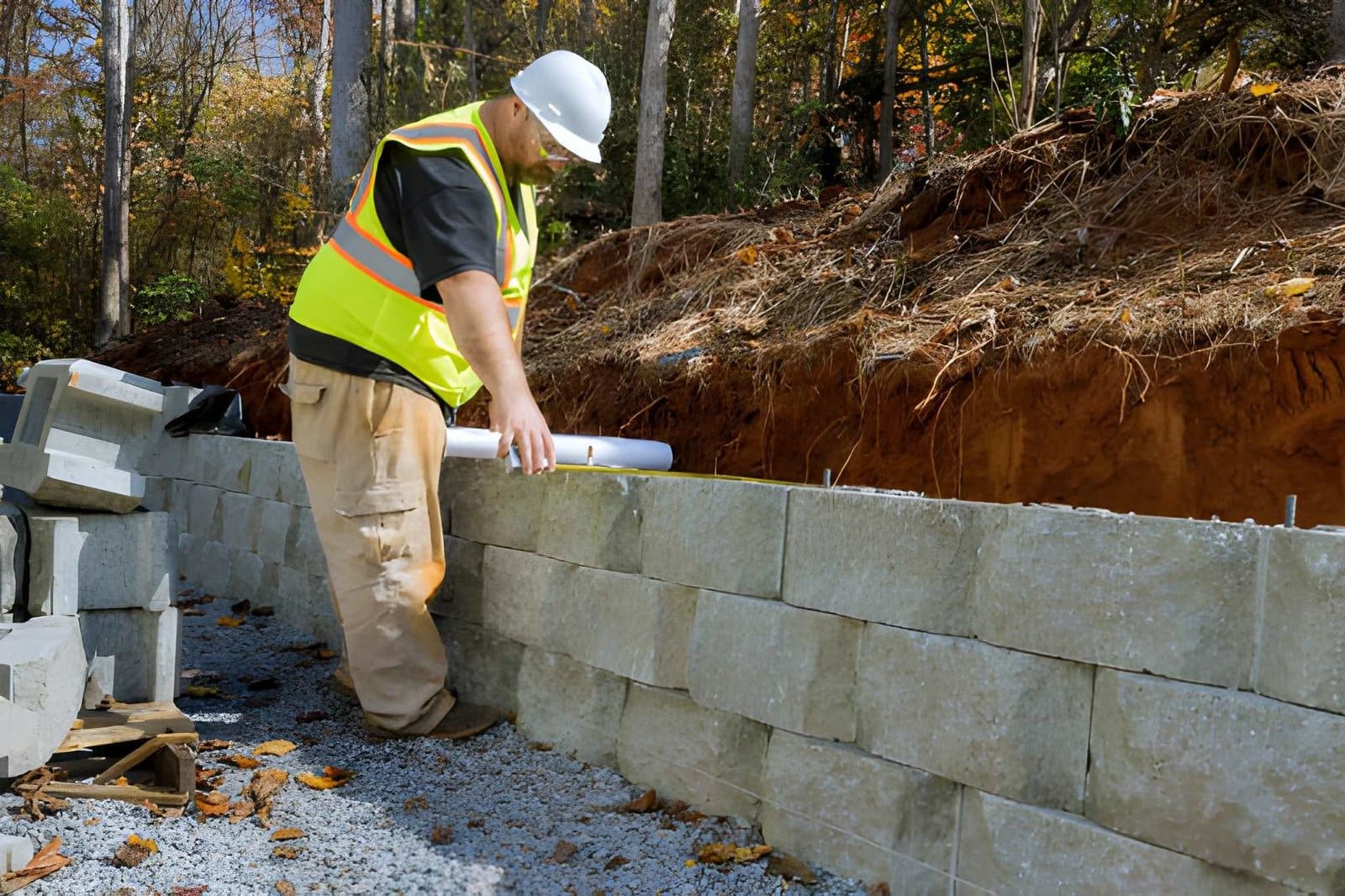 Placeholder: replace with a completed retaining wall installation job photo